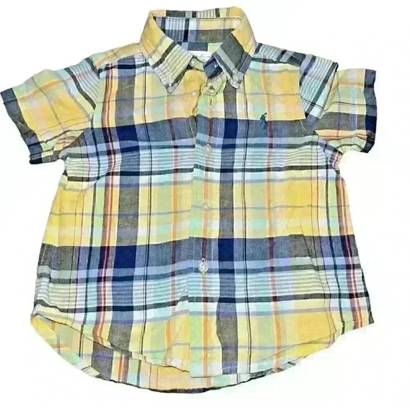 Ralph Lauren Polo Size 12‎ Mo. toddler short-sleeve plaid button-down shirt - Picture 1 of 7